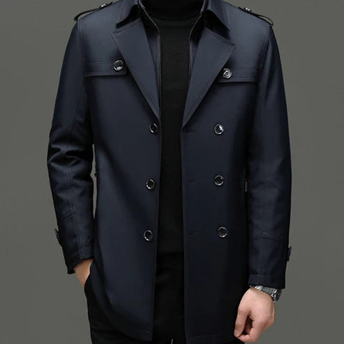 Herren-Trenchcoat in mittlerer Länge mit herausnehmbarem Innenfutter【Kostenloser Versand】